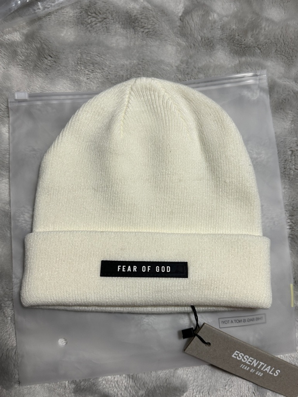 Essentials Fear of God White Knit Beanie NWT One Size Streetwear Unisex